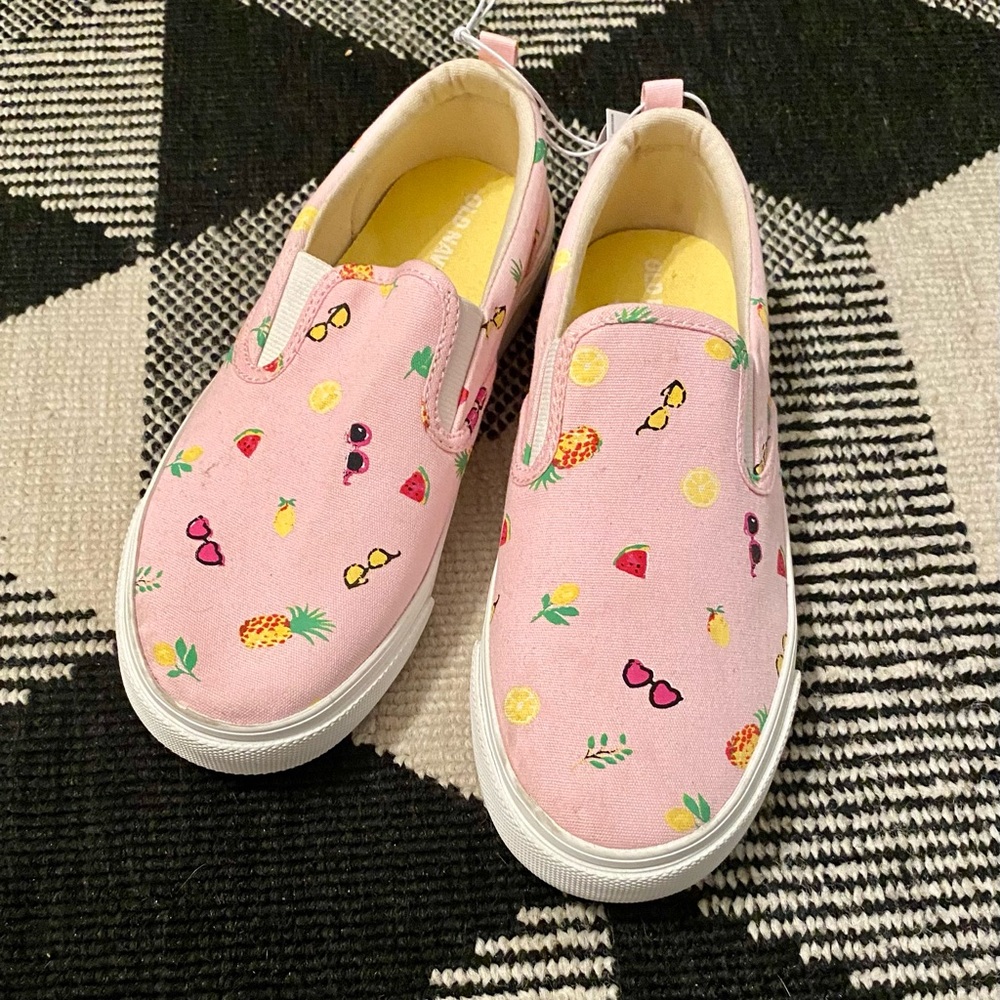 NWT - Pink Kids Slip-On Shoes with Cool Fruit Print